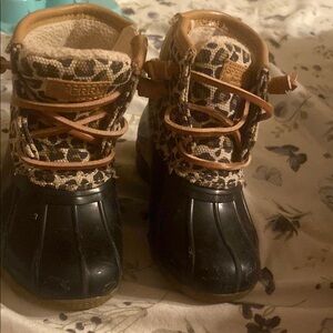 Sperry Black and Brown Rain & Snow Boots with Waterproof Design